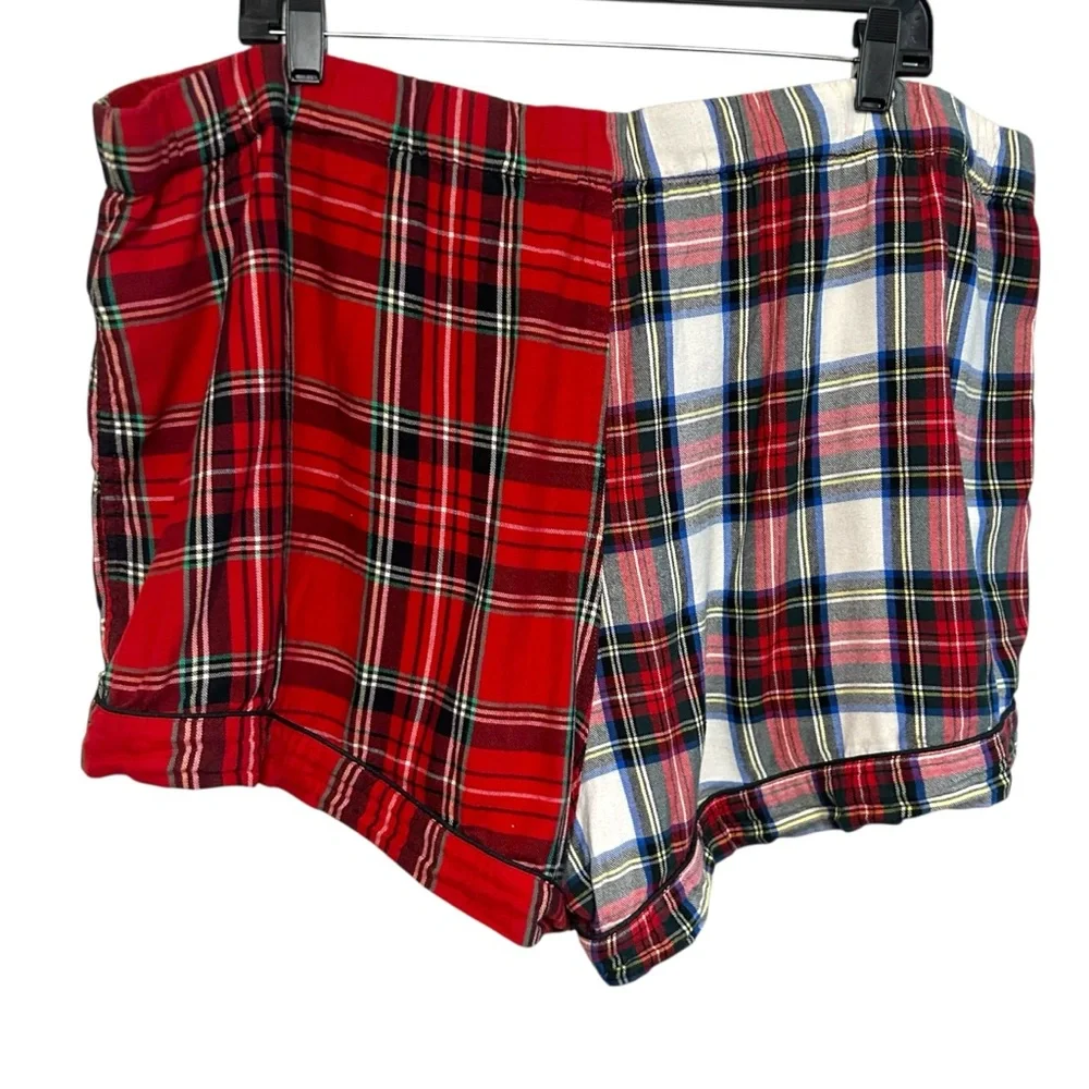 J.crew 2X Long-sleeve flannel pajama short set cocktail plaid lightweight cozy